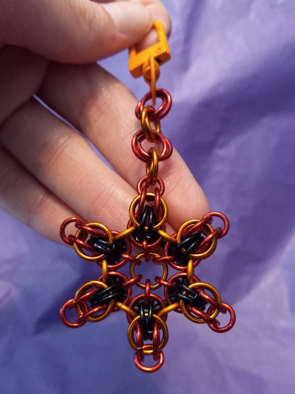 Fire themed Chain Mail keychain/bag charm